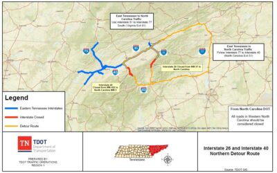 I-40 West Closed Near NC/Tennessee State Line Due to Rockslide and Flooding