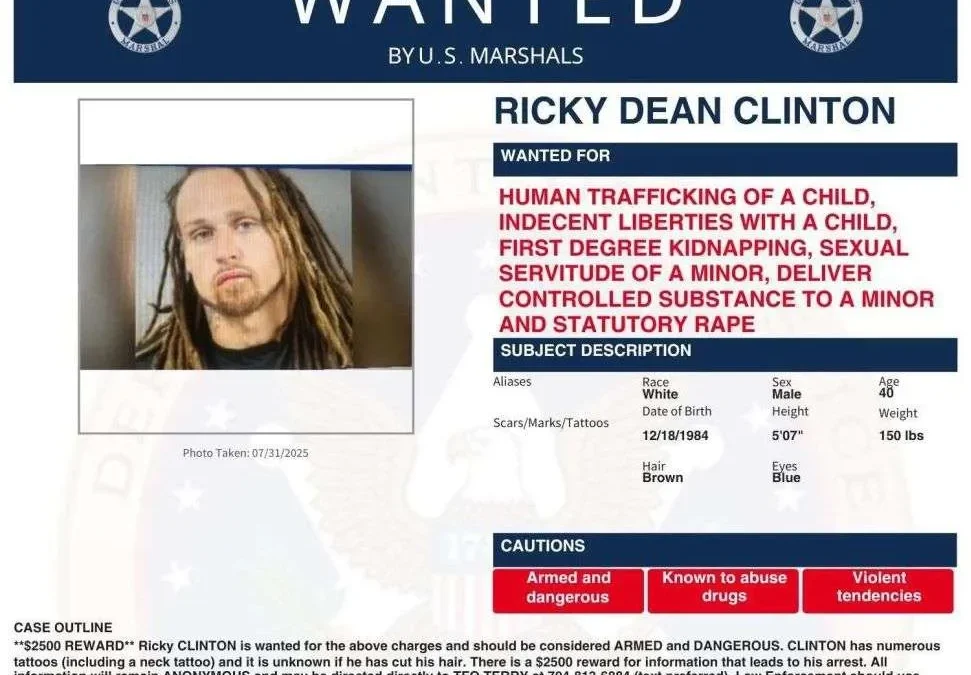 U.S. Marshals Seek North Carolina Man Wanted on Child Trafficking and Related Charges