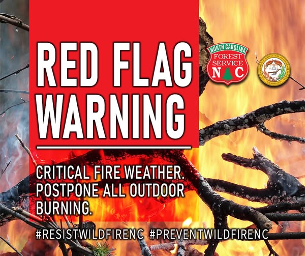 Red Flag Warning Issued Across North Carolina Counties