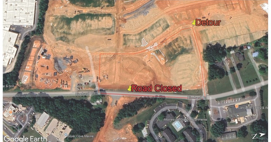 Updated Detour Implemented for Rinehardt Road Closure in Mooresville