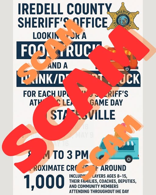 Iredell County Sheriff&rsquo;s Office Warns of Scam Targeting Event Vendors